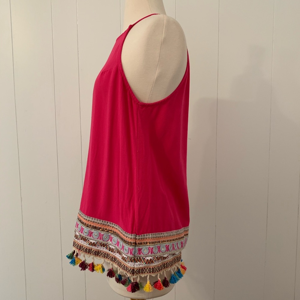 GIDDY UP GLAMOUR Hot Pink Fringe Halter Top - Picture 5 of 9